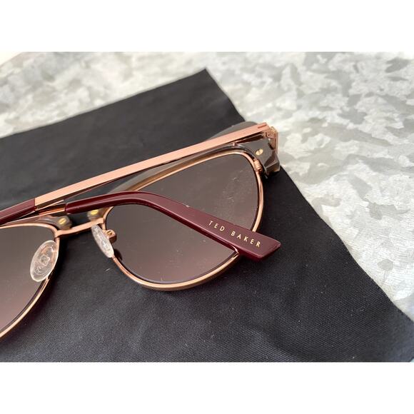 Ted Baker Semi Metal/Plastic Cat Eye Women's Sunglasses Ivory Tortise TBW051 - Picture 6 of 15